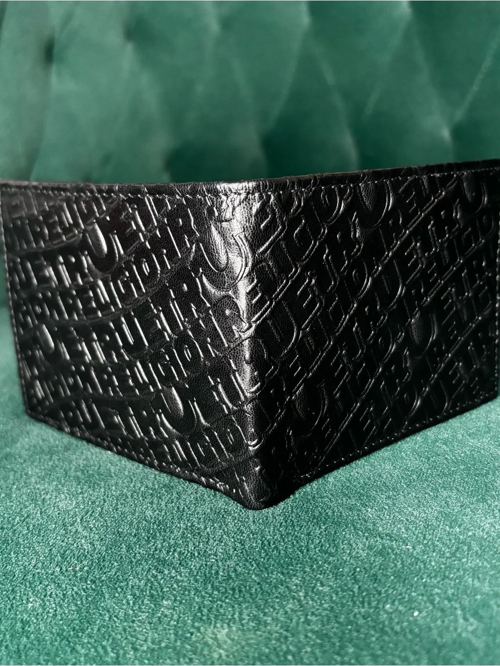 True Religion Black Embossed Leather Bi-Fold Wallet